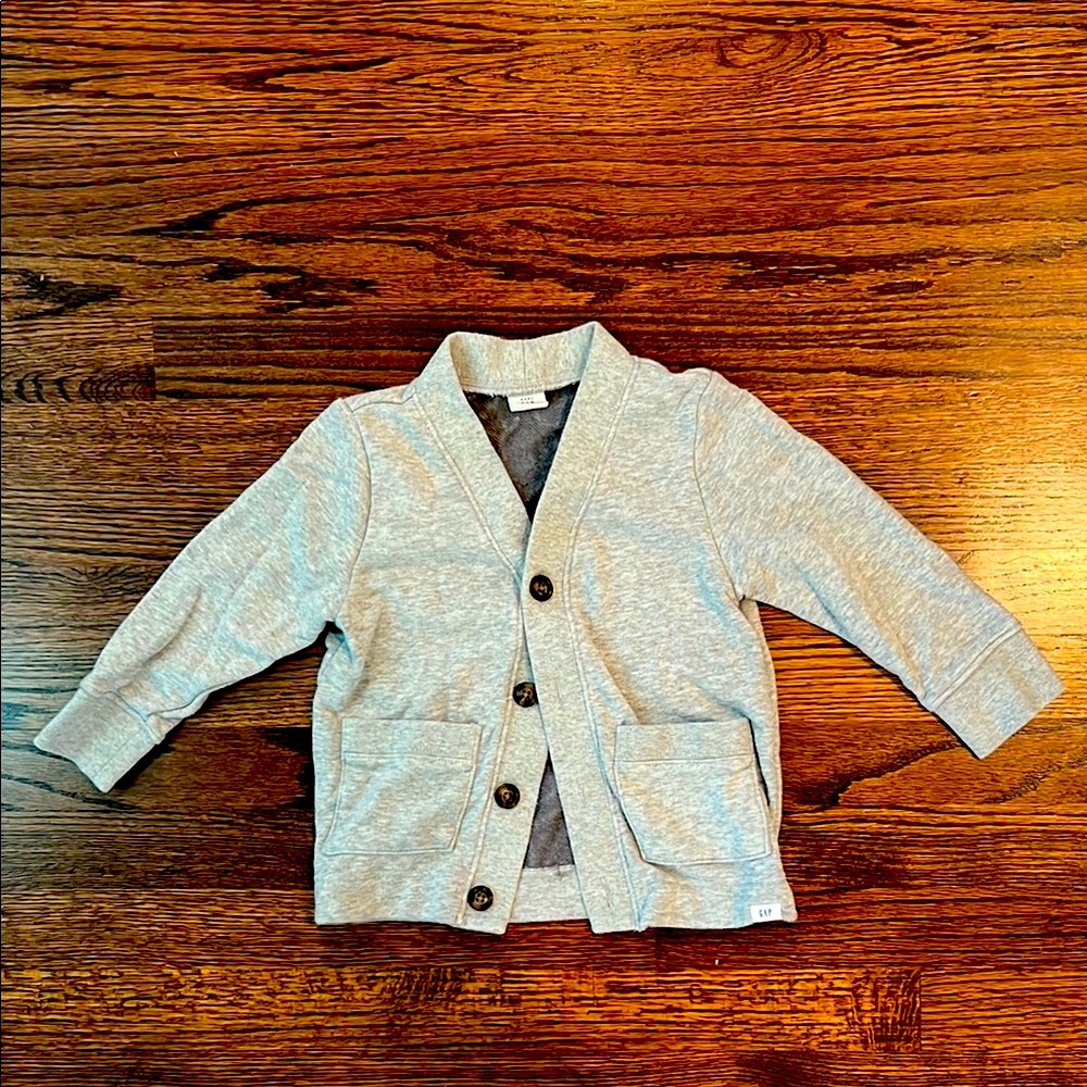 GAP Gray Knit Cardigan Sweater with V-Neck